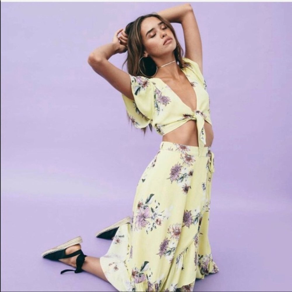 Yellow floral matching set